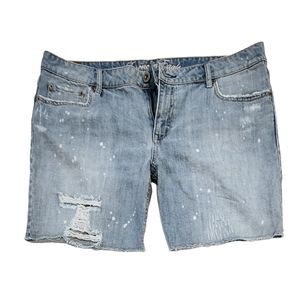 American Eagle Denim Jean Shorts Ripped Frayed Washed Size 14